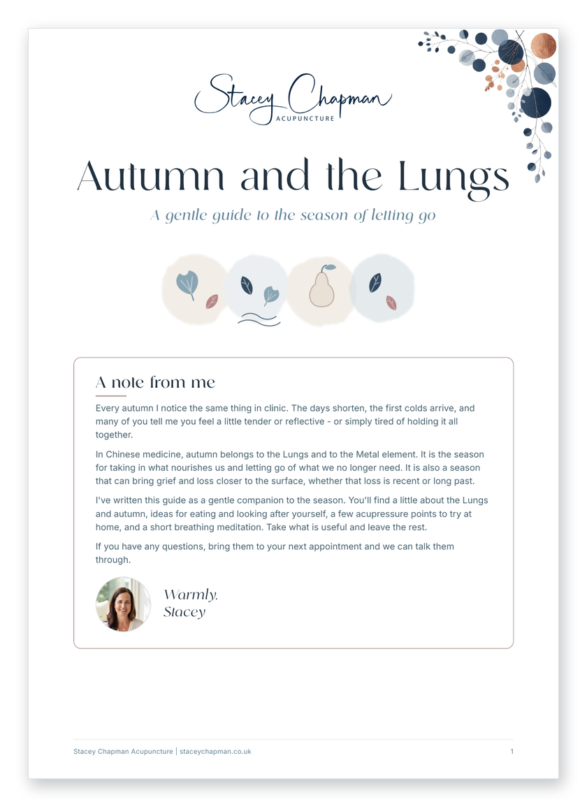 Cover of the free Autumn and the Lungs guide from Stacey Chapman Acupuncture